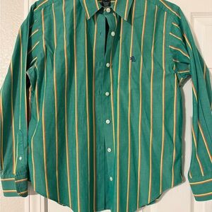 Ralph Lauren Women's Button-Down Shirt in Green and Gold